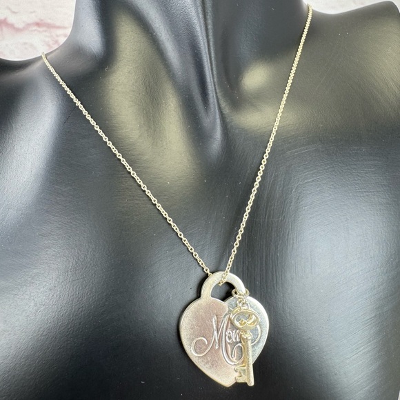 Tiffany & Co. Silver Heart “MOM” Necklace with Key - Picture 6 of 6